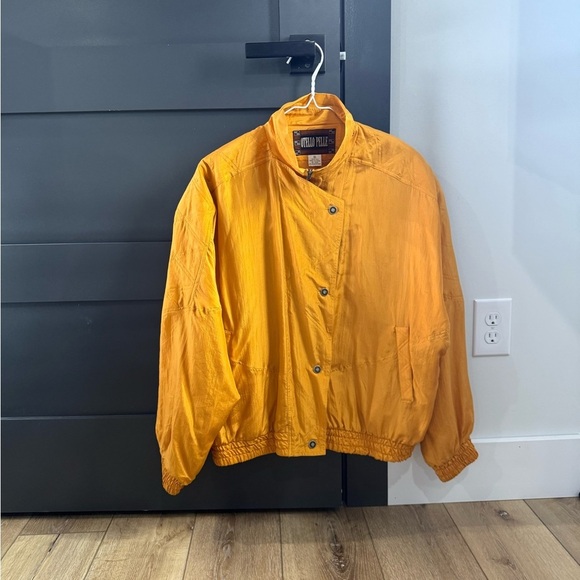 Otello Pelle Jackets & Blazers - Vintage 80s 90s Otello Pelle Women's Windbreaker Size XL Gold 100% Silk